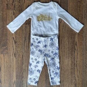NWOT Baby Girls' 12 M Just One You Carter's ~ Top & Bottom Set of 2 ~Gold/Ivory